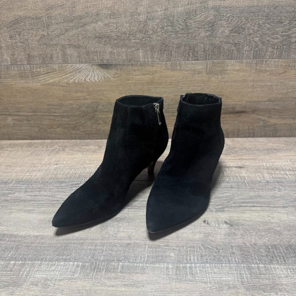 Sam Edelman Lucy Black Suede Pointed Toe Heeled Bootie Women's Size 7.5